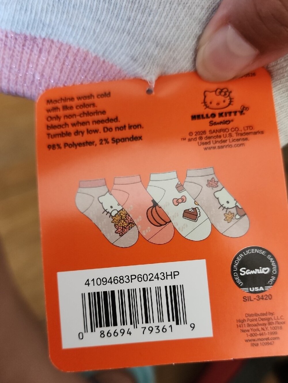 Hello Kitty Pink and Orange Girls' No-Show Socks - 8 Pack - Picture 2 of 6